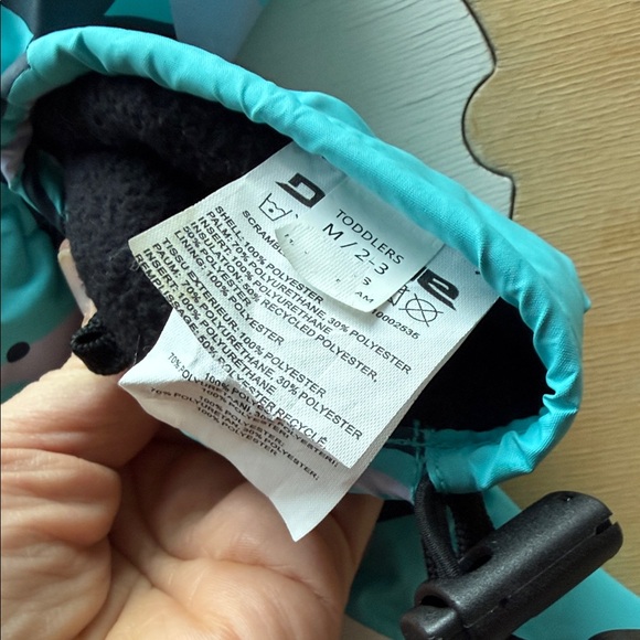 Dakine Kids' Blue Animal Print ski Mittens - Picture 3 of 4